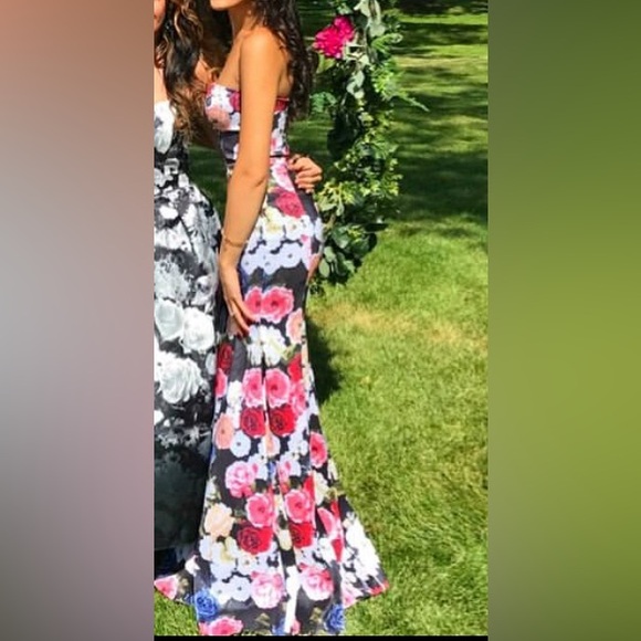 Floral Mermaid Prom Dress - Picture 2 of 2